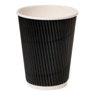 8oz BLACK RIPPLE WALL PAPER CUPS