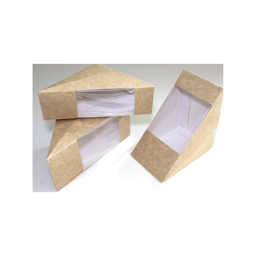 Sandwich Box - Kraft with Clear PS