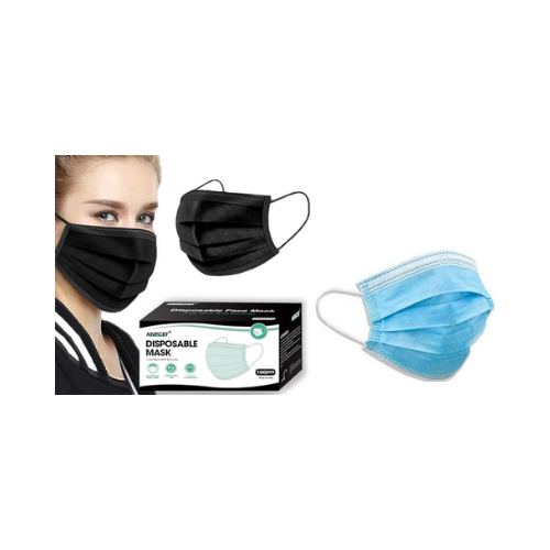 Face Mask 3 Layer with Ear Loops Black