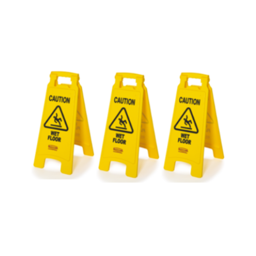 Wet Floor Sign Yellow Print on Both Side