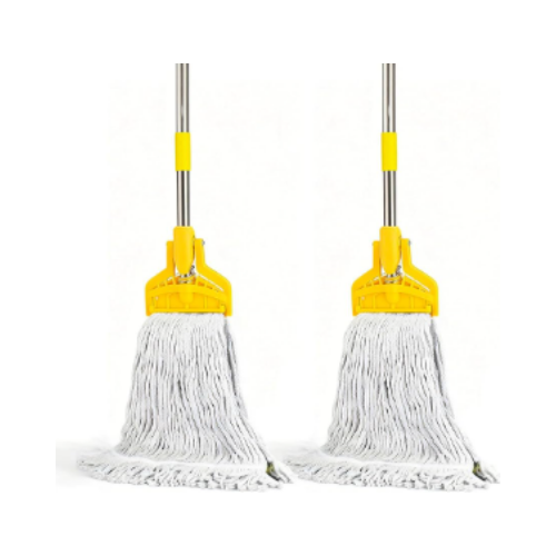 Industrial Mop | Adjustable Stick (Stainless Steel) Stick with Plastic Cap & Mop Clip